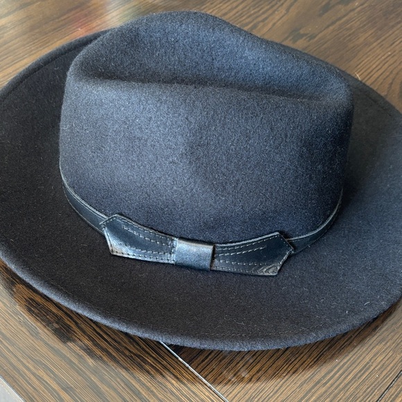 Galliano Sorbatti Black Felt Hat with Subtle Gold Logo main image 5